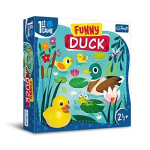 Trefl Funny Duck, Premier jeu de société - Jeu de société pour les plus jeunes, canard en caoutchouc, grands éléments, jeu coopératif avec des tâches pour les tout-petits, apprentissage par le jeu