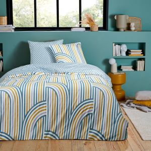 Future Home - Parure de lit double arche en microfibre lavée Set de Housse de couette 240x220cm +2 Taies d'oreiller 63x63 cm avec Fermeture Boutons