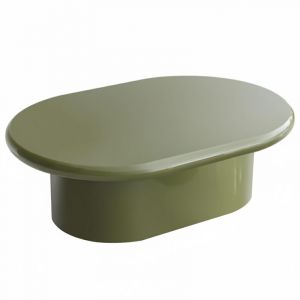 Oviala Table basse ovale 100 x 70 cm en MDF effet laqu&eacute; vert olive