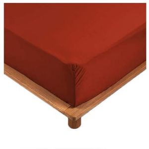 Drap Housse Percale 140x190 cm Bonnet 30 cm Rouge Linge