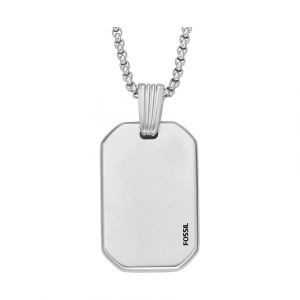 Fossil Collier pour hommes Collier à chaîne en acier inoxydable Drew, longueur : 508 mm + 50,8 mm, largeur : 19,4 mm, hauteur : 30 mm, JF04466040