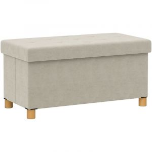 Homcom Banc de rangement - pliable - volume 67L, capacité de charge 120 kg - avec couvercle - 76 x 38 x 38 cm - crème