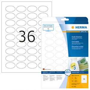 Herma 4380 Étiquettes movables/amovibles 40,6 x 25,4 ovale A4 Blanc