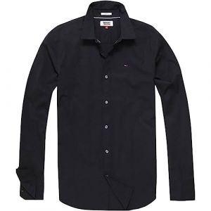 Tommy Jeans TJM Original Stretch Shirt DM0DM04405 Chemises à Manches Longues/Hauts tissés, Noir (Tommy Black), XXS Homme