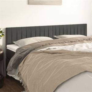 VidaXL 2x Têtes de Lit Meubles de Chambre à Coucher Accessoires de Lit Simple Têtes de Cadre de Lit Intérieur Gris Foncé 80x5x78/88 cm Velours 346265