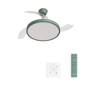 Ventilateur de plafond WIND CLEAR STUDIO silencieux avec pales rétractables et lumière LED - 40W