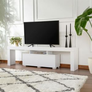 Pier Import - Banc tv moderne blanc avec rangement - effet laque marfa