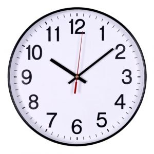 Donau Officer Products Horloge Murale en Plastique - 34 cm - Chiffres Arabes - Horloge Murale silencieuse &agrave; Quartz - pour l'&eacute;cole, Le Bureau, Le Salon, la Cuisine - Analogique - Moderne - Ronde d&eacute;corative