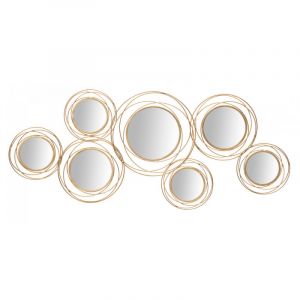 Alter Décoration murale, fer et miroir, couleur or, dimensions : 125 x 4 x 54 cm