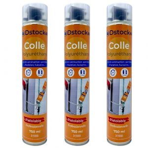 3 colles de montage polyuréthane pistolable - Colle polyuréthane non expansive - Pour le collage et montage de matériaux isolants, panneaux xps et