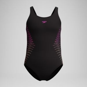 Speedo Maillot de bain Fille Placement Muscleback noir/pêche