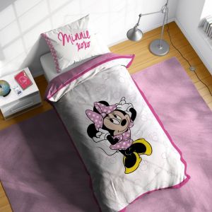 Disney Minnie Mouse 100% Coton Ensemble Housse de Couette Lit Simple – Comprend une Taie d’Oreiller 50 x 70 cm
