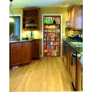 Plage Sticker porte, trompe l'oeil vintage, &eacute;tag&egrave;re en bois, &eacute;picerie ancienne, 204 cm X 73 cm