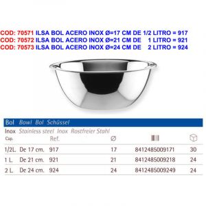 Ilsa Bol en Acier Inoxydable Couleur : Argent 17 cm Argent m&eacute;tallique