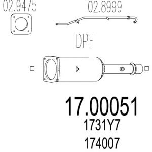 MTS Sportartikel Filtre à particules / à suie, échappement : 1700051