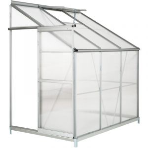 TecTake Serre de Jardin Polycarbonate Adoss&eacute;e 2,39 m&sup2; + 1 Embase en Acier