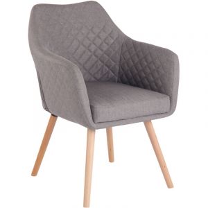 CLP Chaise de salle &agrave; manger Gent Tissu, Gris/Nature