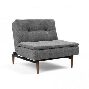 Fauteuil design DUBLEXO STYLETTO convertible lit 90*115 cm pieds chene fonce tissu Twist Charcoal