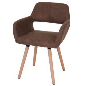 Mendler 6x chaise de salle à manger HWC-A50 II tissu marron