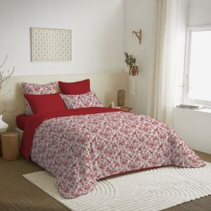 Univers décor Pack complet housse de couette réversible pour lit 140 x 190 cm Bérengère rouge