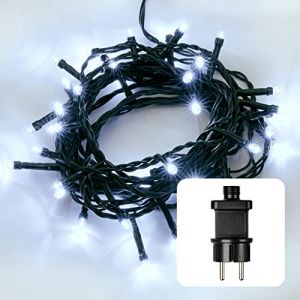 Hellum LED chaîne lumineuse Extérieur ou Intérieur I chaîne lumineuse blanc froid I chaîne lumineuse LED à alimentation électrique avec 40 LED I avec câble en vert <59 lm 560411