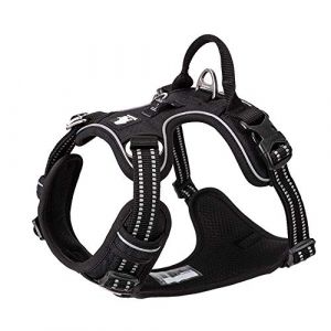 TrueLove Harnais pour chien - Front Line Premium - Noir - Taille S - R&eacute;glage 4 points