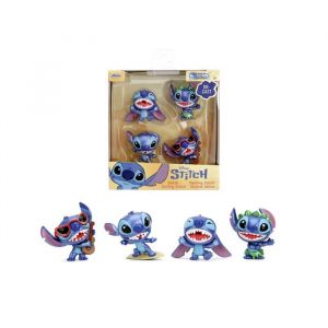 Jada Set 4 Pi&egrave;ces Figurines Disney Stitch - M&eacute;tal 6 Cm, Bo&icirc;te Vitrine