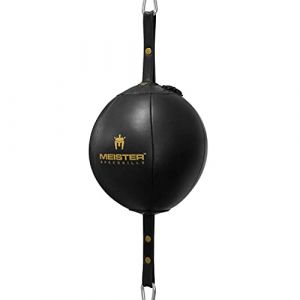 Meister SpeedKills Sac de Vitesse en Cuir à Double extrémité avec tendeurs et vessie en Latex léger – Noir – Taille L (22,9 cm)