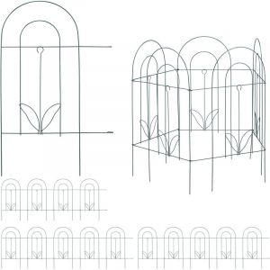 Relaxdays Bordure potager, clôture jardin 15 éléments, en métal, à planter dans le sol, H x L : 62 x 732 cm, vert