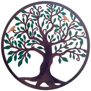 Signes Grimalt Adorno Tree of Life applications Metal Plaque de métal noir rond - 60x60x1cm