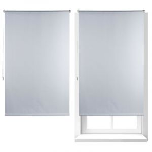 Relaxdays Store Enrouleur, lot de 2, Thermique, Chaînette latérale, Fixation sans perçage, 100x160, largeur tissu 96 cm, blanc