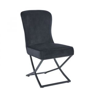 Lot de 4 chaises GABRIELLE Métal noir Velours Capitonné