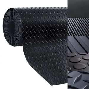 Tapis en caoutchouc Avec structure T&ocirc;le Larm&eacute;e, noir, 3 mm d'&eacute;paisseur, 100 x 50 cm