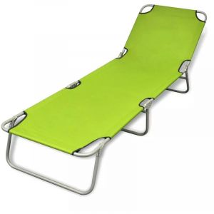 VidaXL Bain de soleil vert pomme pliable avec dossier ajustable