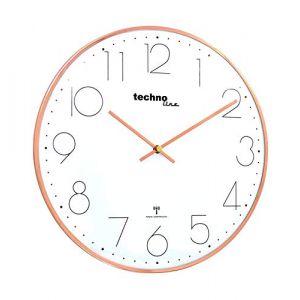 Technoline Horloge Murale Moderne en Filigrane avec Couvercle en Verre bomb&eacute; et Cadran tr&egrave;s lisible, de la Marque, &Oslash; 40 cm, Or Rose.