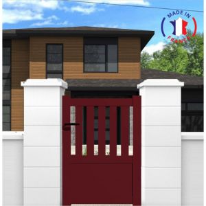 Packit Portillon aluminium mod&egrave;le semi-ajour&eacute; en kit dimensions L.1000 (entre piliers) x H.1300 mm Couleurs Rouge (ral 3004)