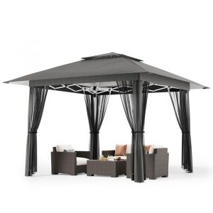 Tonnelle Pliante 3x3 Imperméable Tonnelle de Jardin Exterieur Barnum Pliant pour Camping Festival Plage Hauteur Réglable uv 50+ Anti-insectes