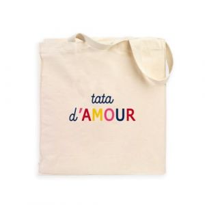 Totebag à message personnalisé : Tata d amour colorée waf