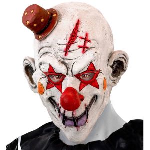 Ruedelafete Masque tête complete clown tueur avec mini chapeau