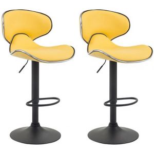 CLP Lot de 2 tabourets de bar Las Vegas V2 similicuir jaune Noir