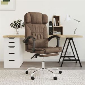 VidaXL Fauteuil de massage inclinable de bureau Marron Tissu