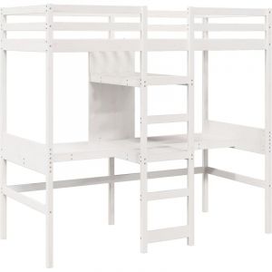 VidaXL Cadre de lit superposé sans matelas blanc 75x190 cm pin massif