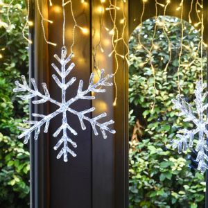 Blach&egrave;re illumination Motif flocon acrylique led blanc pur micro-led