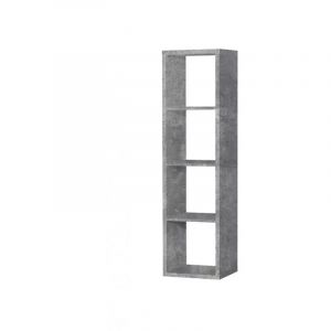 Meubletmoi - Etag&egrave;re colonne 4 casiers d&eacute;cor b&eacute;ton - classico
