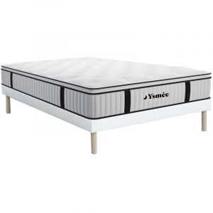 Ensemble Sommier + Matelas ressorts ensach&eacute;s surmatelas int&eacute;gr&eacute; AMERICAN DREAM de DREAMEA - 140 x 190 cm