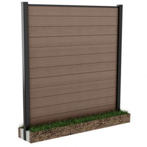 Keter Clôture jardin - Kit avec poteau 240cm à sceller au sol - Marron Aspect bois