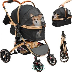 Yitahome Poussette Chien 3-En-1, Poussette Pour Chien Chat, Poussette Chien Tout Terrain, Voyage Transporteur Amovible, Pliable Port
