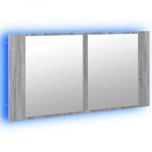 Vidaxl - Armoire de salle de bain à miroir led sonoma gris 90x12x45 cm Gris