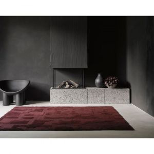 Brink & Campman Tapis design laine effet 3D abstrait rectangle Mural Modest 250x350 Bordeaux