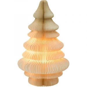 Beliani Sapin de Noël en Papier Alvéolé Décoratif Accessoire Lumineux Origami Effet 3D Beige Drevja
